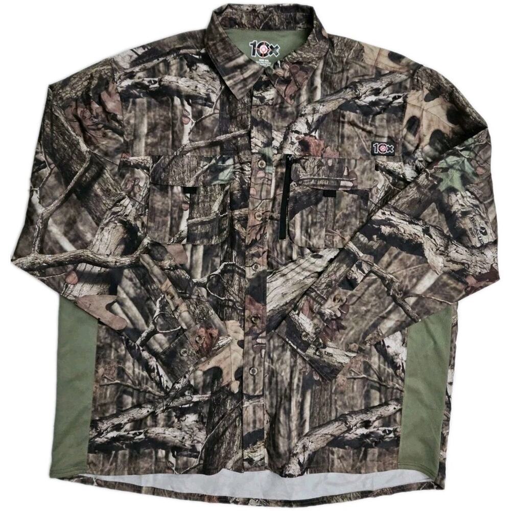 10X Hunting Camo Shirt Men's 2XL Mossy Oak Break Up infinity VENTED Button Front